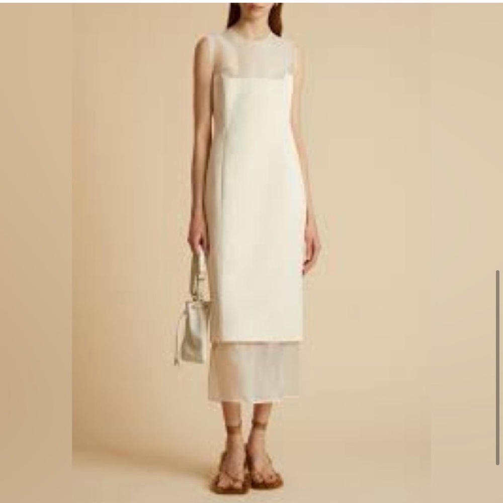 KHAITE Dissa cotton-blend crepe and tulle midi dress - Picture 2 of 9